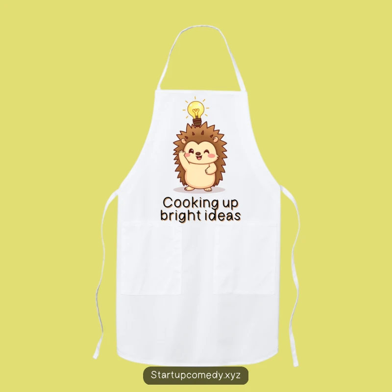 Funny Hedgehog Lightbulb Apron: Cook Up Brilliant Ideas in the Kitchen