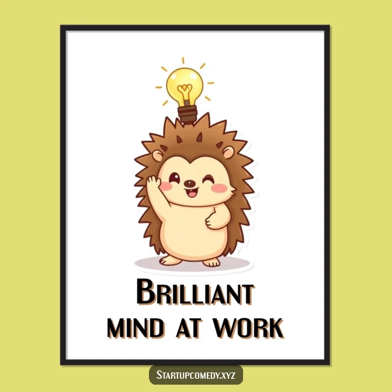 Funny Hedgehog Lightbulb Poster: Decorate Your Space with Genius