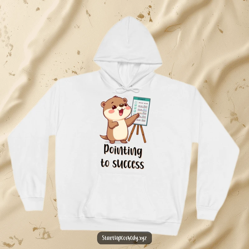 Funny Otter Hoodie showing a playful character pointing to a chart, great for goal-oriented people.
