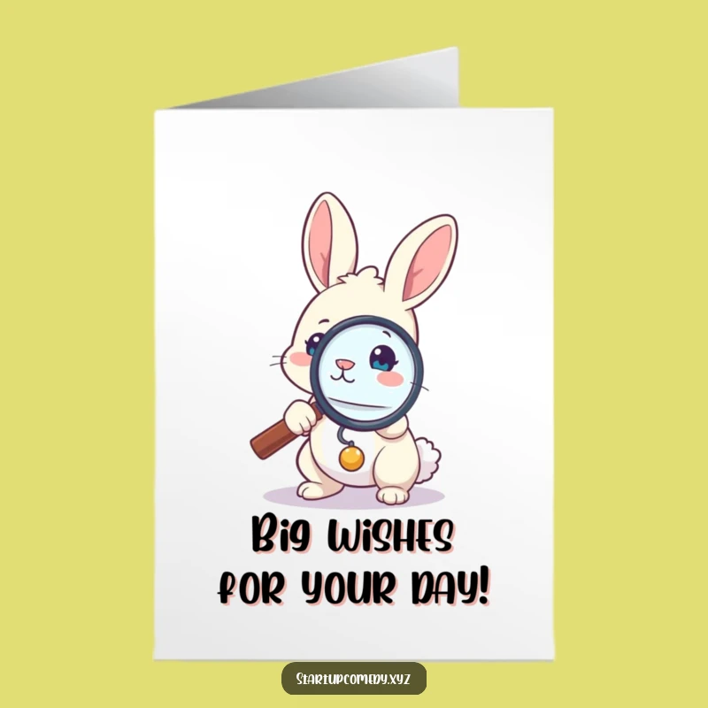 Free Printable Birthday Card: Bunny Investigating Fun Funny Downloadable Gift