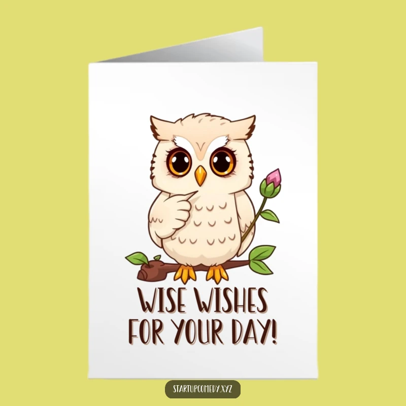 Free Printable Birthday Card: Wise Owl Growing Wishes Funny Downloadable Gift