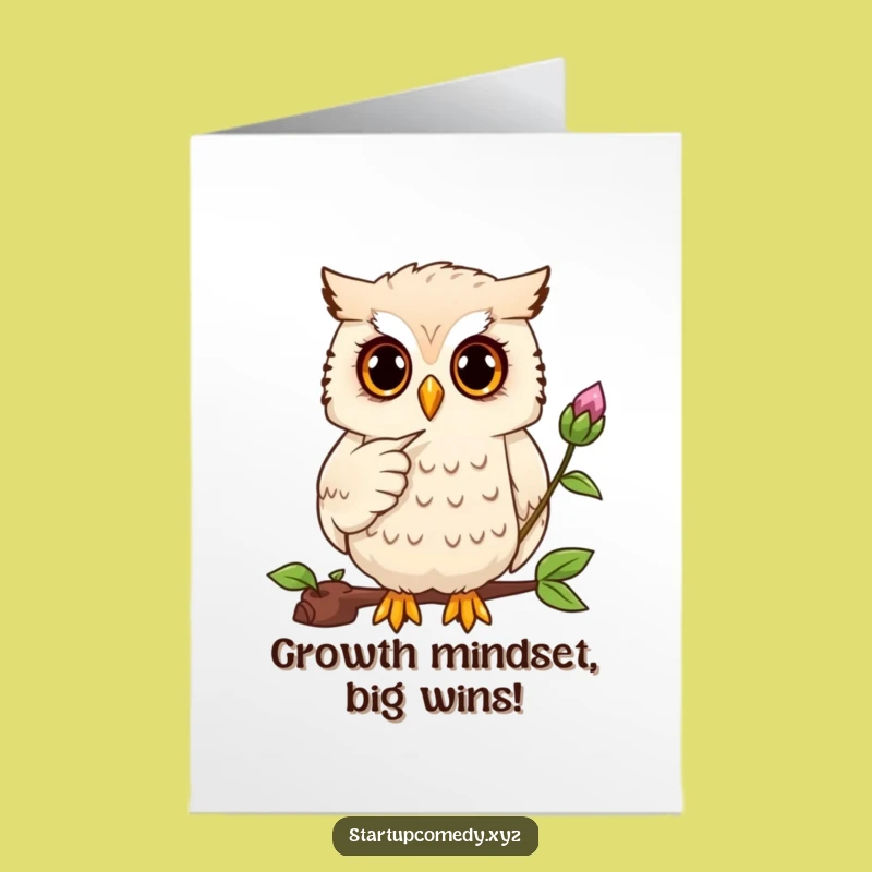 Free Printable Congrats Card: Owl Nurturing Success Funny Downloadable Gift