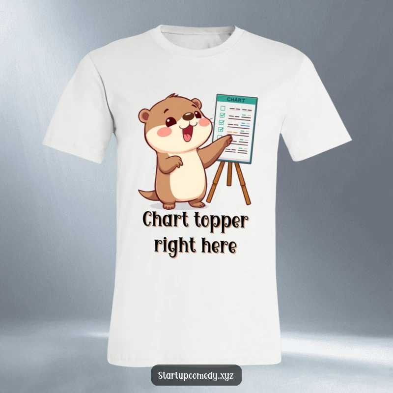Funny Otter T-Shirt featuring a character enthusiastically pointing at a success chart.
